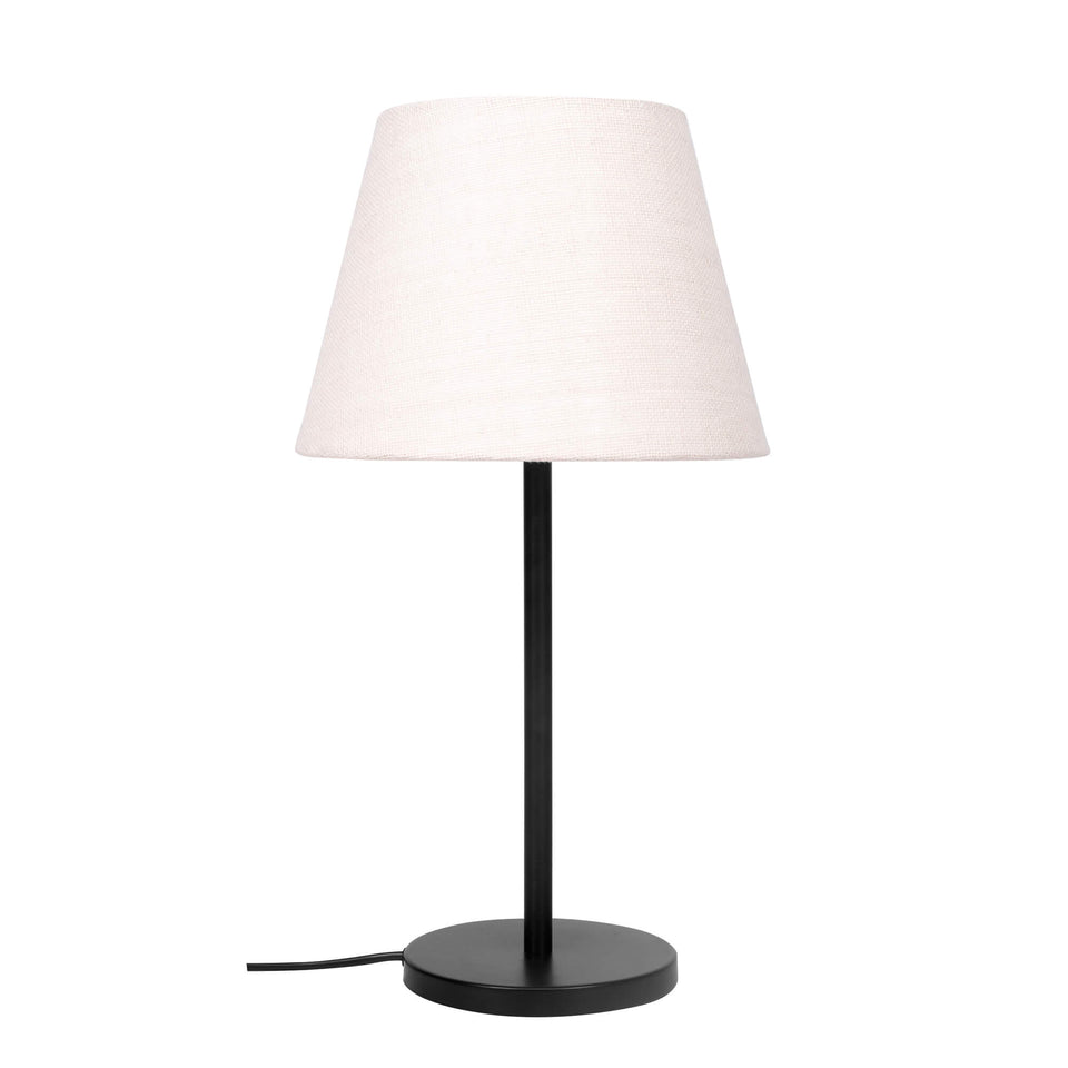Table Lamp Black for Bedroom, Living Room with Off White Lamp Shade - Sleek Bedside lamp 19 Inches Height