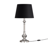 Sleek Table Lamp Silver Nickel for Living room, Bedside with Black Lamp Shade - Bedroom lamp 23 Inches Height