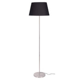 Modern Silver Floor Lamp Standing for Living Room, Bed Room- Satin Nickel, Sleek Design Pedestal 5ft Height with Black Lamp Shade