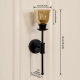 Divine Trends Black Polished Spacer Wall Lamp with Cup Crackled Glass Golden Luster Shade