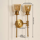 Divine Trends Brass Antique Finish Spacer Wall Lamp with Cup Crackled Glass Shade