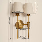 Divine Trends Brass Antique Finish Spacer Wall Lamp with Off White Lampshades