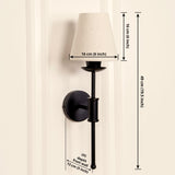 Divine Trends Black Polished Spacer Wall Lamp with Off White Shade