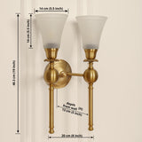Divine Trends Brass Antique Finish Ball Wall Lamp with Frosted Hammered Glass Shades