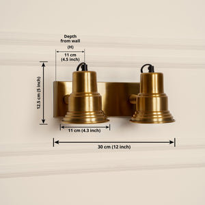 Divine Trends Brass Antique Finish Focus Double Wall Lamp with Double Movement