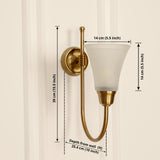 Divine Trends Brass Antique Finish Hockey Wall Lamp with Frosted Hammered Glass- with Reversable Design