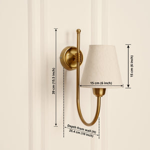 Divine Trends Brass Antique Finish Hockey Wall Lamp with Off White Shade