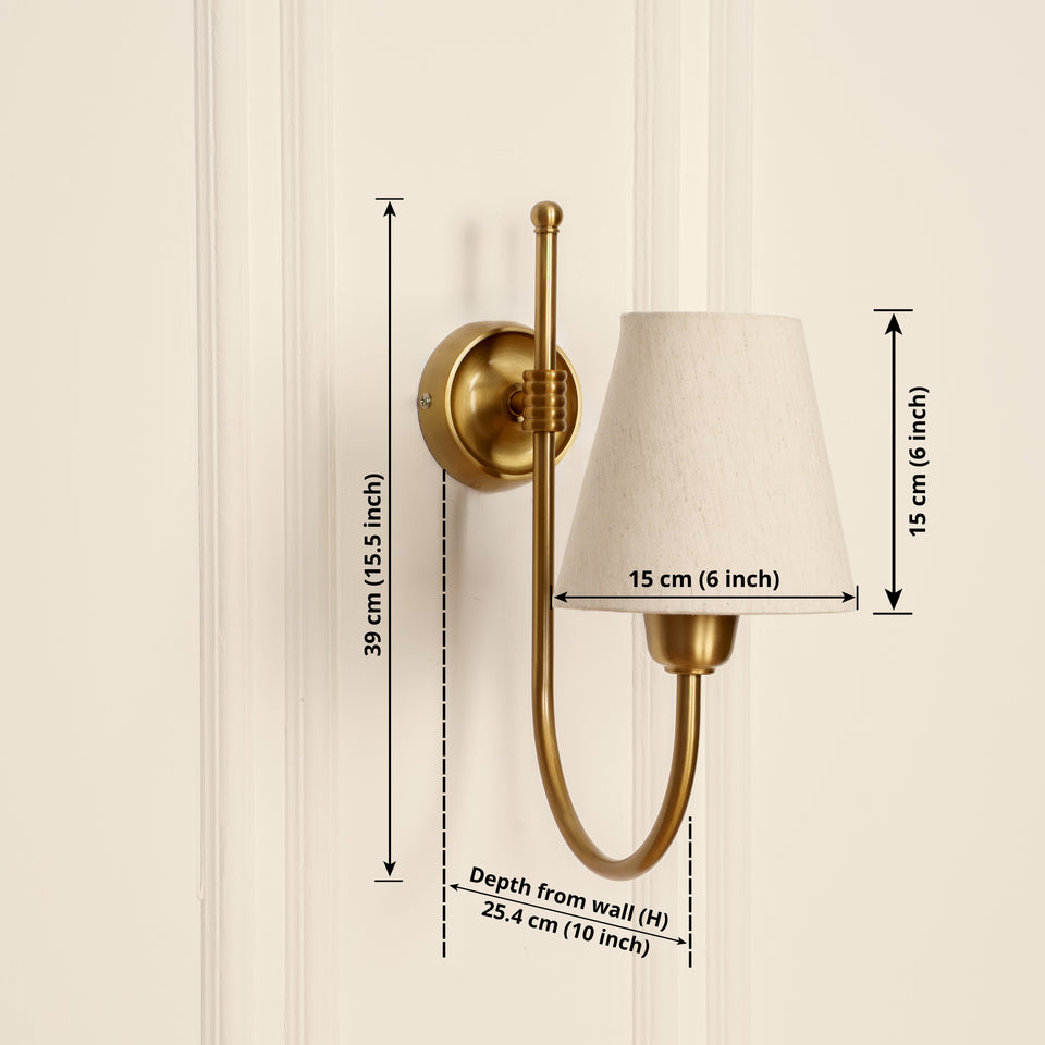 Divine Trends Brass Antique Finish Hockey Wall Lamp with Off White Shade