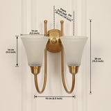 Divine Trends Brass Antique Finish Double Hockey Wall Lamp with Frosted Hammered Glass- with Reversable Design