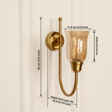 Divine Trends Brass Antique Finish Hockey Wall Lamp with Chimney Crackled Glass Shade- Reversable Design