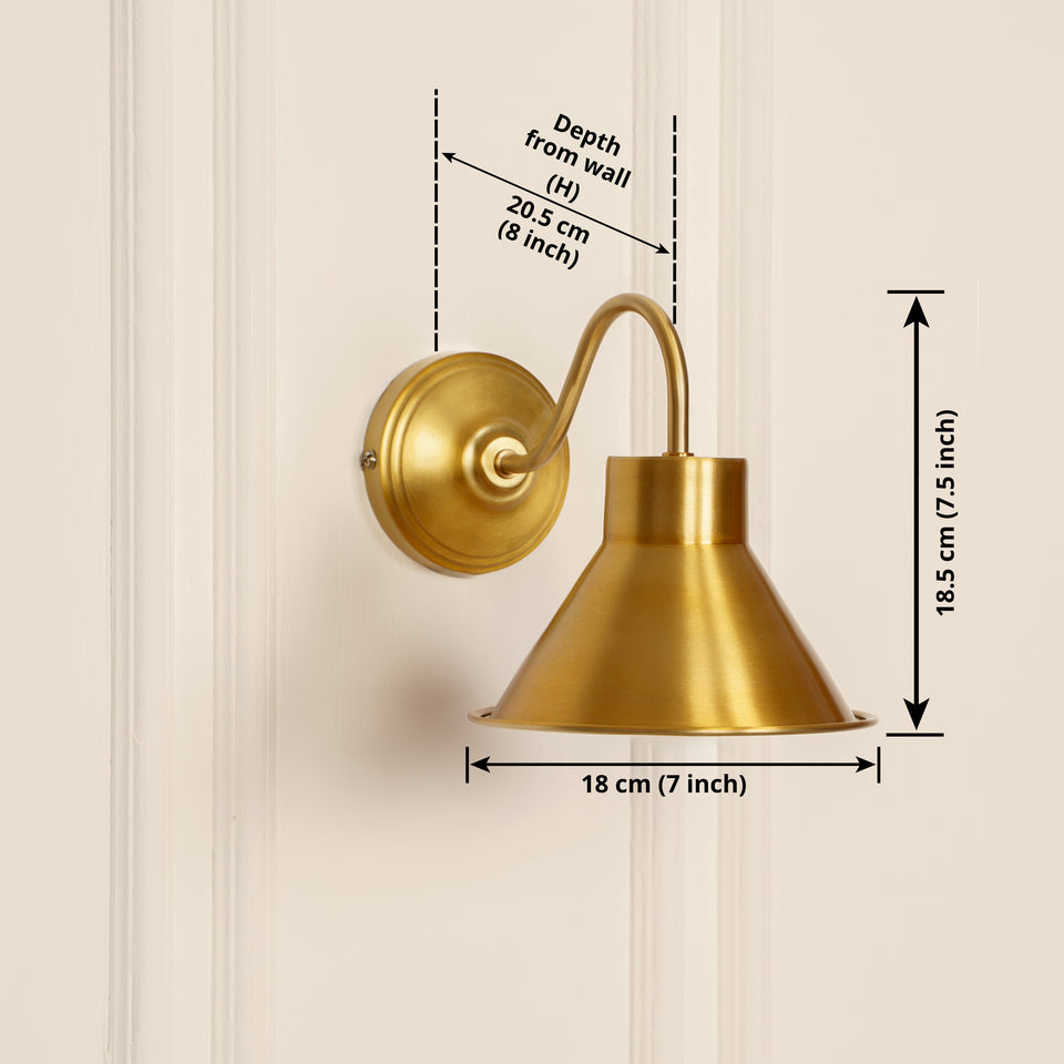 Divine Trends Brass Antique Finish Wall Lamp with Metal Dome Shade