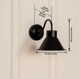 Divine Trends Black Polished Finish Wall Lamp with Metal Dome Shade