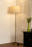 Divine Trends Floor Lamp Standing Modern Antique Brass Finish 5ft Height with 16 inches Off White Lampshade