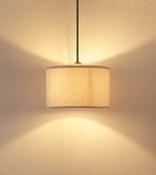 Divine Trends Brass Antique Finish Cotton Fabric Lamp Shade Hanging Pendant Light 12" Diameter Off White Lampshade