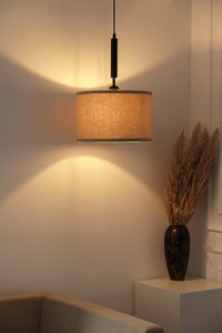 Divine Trends Black Polished Cotton Fabric Lamp Shade Hanging Pendant Light 14" Diameter Chemrey Shade