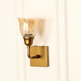 Divine Trends Brass Antique Elbow Wall Lamp with Cup Crackled Glass Golden Luster Shade