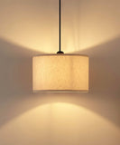 Divine Trends Black Polished Cotton Fabric Lamp Shade Hanging Pendant Light 14" Diameter Off White Lampshade