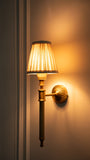 Divine Trends Brass Antique Finish Corrugated Wall Lamp with Off White Pleated Shade