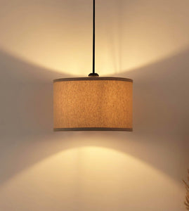Divine Trends Black Polished Cotton Fabric Lamp Shade Hanging Pendant Light 14" Diameter Chemrey Shade