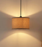 Divine Trends Black Polished Cotton Fabric Lamp Shade Hanging Pendant Light 14" Diameter Chemrey Shade