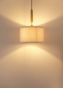 Divine Trends Brass Antique Cotton Fabric Lamp Shade Pendant Hanging Light 14" Diameter Off White Shade