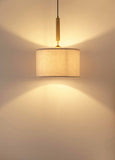 Divine Trends Brass Antique Cotton Fabric Lamp Shade Pendant Hanging Light 14" Diameter Off White Shade