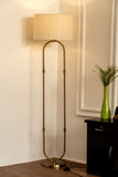 Divine Trends Modern Loop Floor Lamp Standing Antique Brass 5ft Height with 16 inches Off White Drum Lampshade