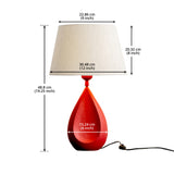 Divine Trends Drop Red Textured Table Lamp with Off White 12 inches Lampshade