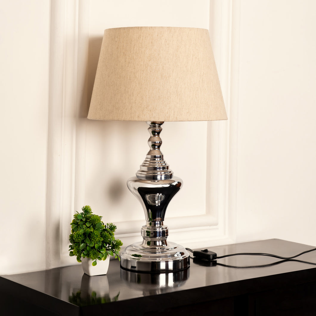 Divine Trends Chrome Finish Trophy Table Lamp 20.5 inches Height with 12 inches Off White Lampshade