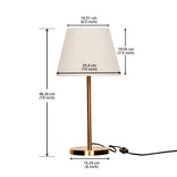 Divine Trends Bedroom Table Antique Brass Finish 19 inches Height with Off White Tapered Lampshade