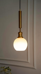 Divine Trends Globe Hanging Pendant Light Antique Brass Finish with Frosted Milky White Glass | Hanging Lamp for Living Room | Pendant Ceiling Lamp - Pack of 1