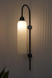 Divine Trends Modern Wall Lamp Antique Black Polished with Frosted Milky White Long Glass for Bedside, Living Room, Bedroom, Home Decoration, Restaurant | Wall Light - Pack of 1
