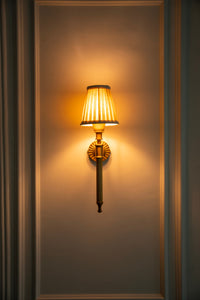 Divine Trends Brass Antique Finish Corrugated Wall Lamp with Off White Pleated Shade