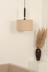 Divine Trends Black Polished Cotton Fabric Lamp Shade Hanging Pendant Light 14" Diameter Chemrey Shade