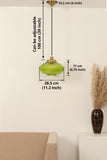 Divine Trends Pendant Hanging Glass Lamps Melon Ribbed Green Painted with Antique Brass Finish- Pack of 1
