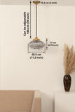 Divine Trends Pendant Hanging Glass Lamps Melon Ribbed Grey Luster with Antique Brass Finish- Pack of 1