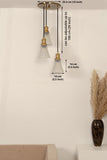 Divine Trends Brass Antique Finish Triple Pendant Hanging Glass Lamp with Frosted Hammered Glass Shade