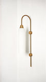 Divine Trends Modern Wall Lamp Antique Brass Finish with Frosted Milky White Long Glass for Bedside, Living Room, Bedroom, Home Decoration, Restaurant | Wall Light - Pack of 1