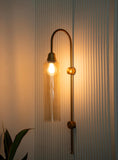 Divine Trends Modern Wall Lamp Antique Brass Finish with Golden Luster Long Glass for Bedside, Living Room, Bedroom, Home Decoration, Restaurant | Wall Light - Pack of 1