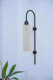 Divine Trends Modern Wall Lamp Antique Black Polished with Golden Luster Long Glass for Bedside, Living Room, Bedroom, Home Decoration, Restaurant | Wall Light - Pack of 1