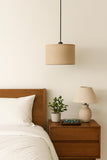 Divine Trends Black Polished Cotton Fabric Lamp Shade Hanging Pendant Light 12" Diameter Chemrey Lampshade