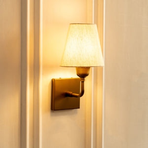 Divine Trends Brass Antique Finish Elbow Wall lamp with Off White Lampshade