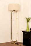 Divine Trends Modern Loop Floor Lamp Standing Antique Brass 5ft Height with 16 inches Off White Drum Lampshade