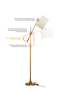 Divine Trends Antique Brass Finish Modern Reading Floor Lamp Task Standing - Adjustable Height & Moveable