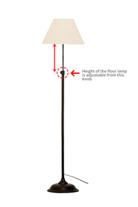 Divine Trends Black Polished Adjustable Floor Lamp 65 inches Height with 14.5 inches Off White Lampshade