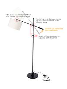 Divine Trends Black Polished Modern Reading Floor Lamp Task Standing - Adjustable Height & Moveable