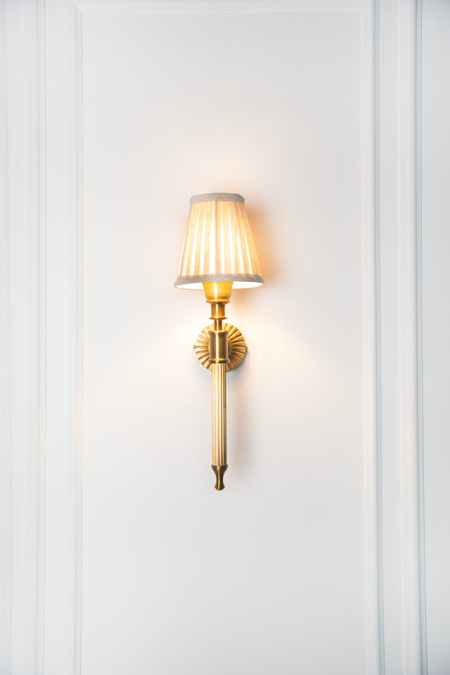 Divine Trends Brass Antique Finish Corrugated Wall Lamp with Off White Pleated Shade