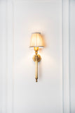 Divine Trends Brass Antique Finish Corrugated Wall Lamp with Off White Pleated Shade