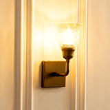 Divine Trends Brass Antique Elbow Wall Lamp with Cup Crackled Glass Golden Luster Shade