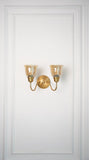 Divine Trends Brass Antique Finish Double Curved Wall Lamp with Cup Crackled Glass Shades